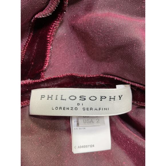 Philosophy Di Lorenzo Serafini Purple Acetate V-Neck Midi Length Dress Size 2 - Picture 4 of 5